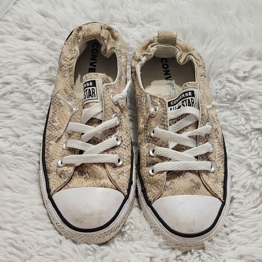 Converse Beige Snake Print Sneakers